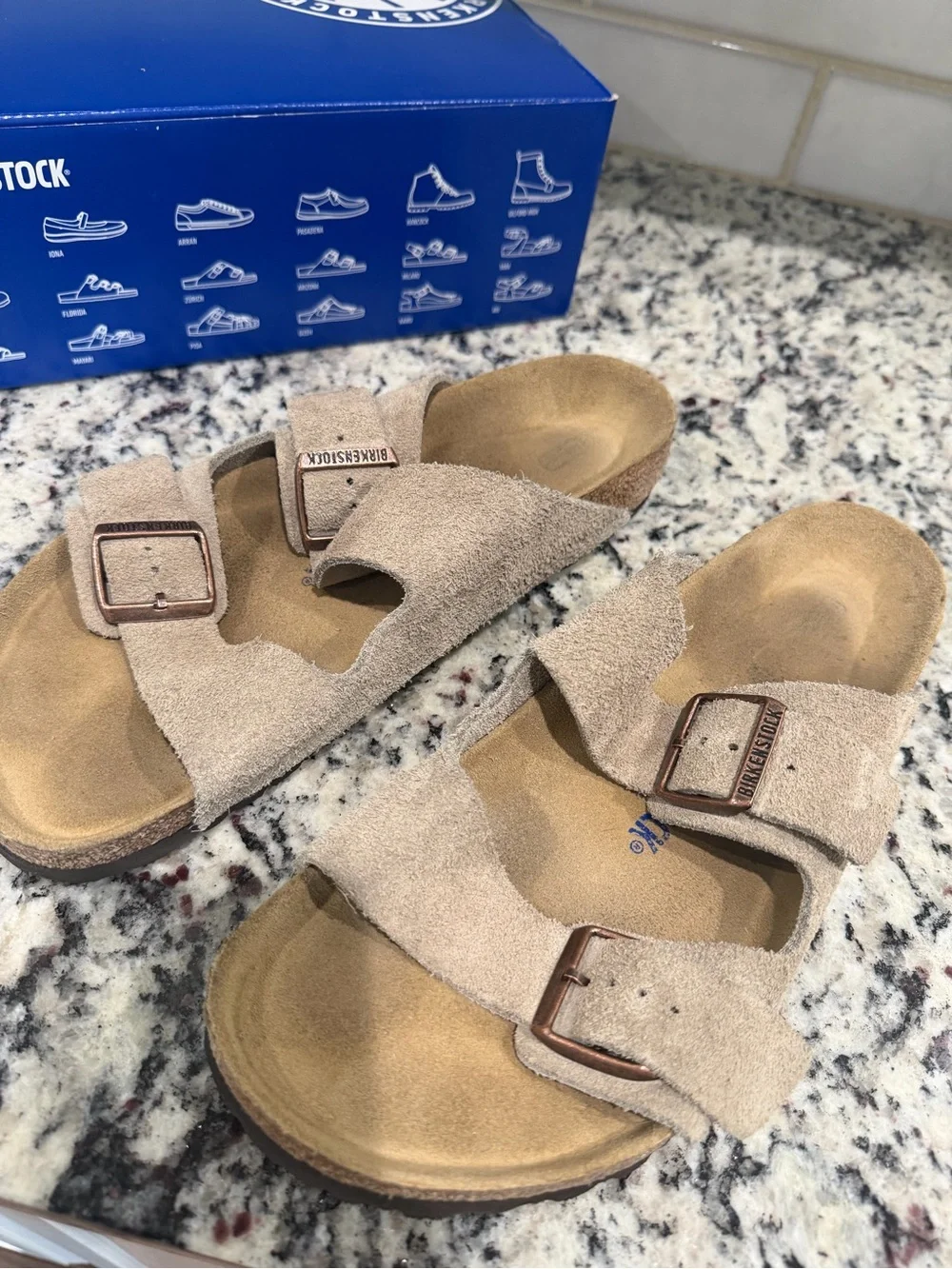 Men’s Adjustable Suede Double-Strap Sandals in taupe
